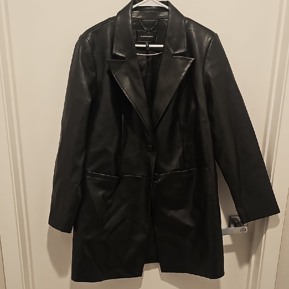 BCBGMaxAzria Black Leather Coat